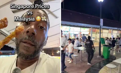 Mr Terry Pernell from Chicago at Newton Food Centre.