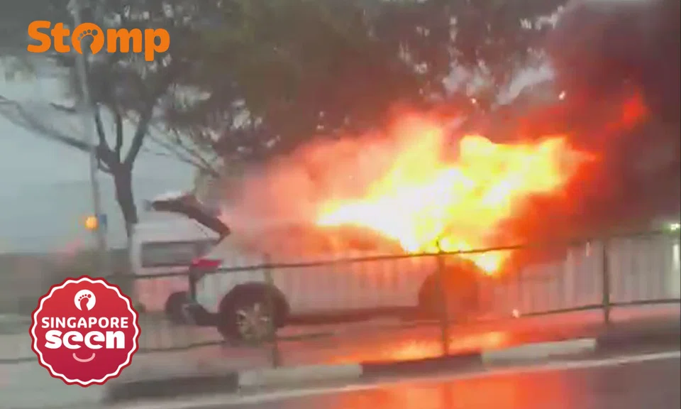 car fire Tampines, vehicle fire, Tampines Road