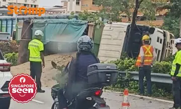 TPE accident: Truck overturns, causes traffic jam