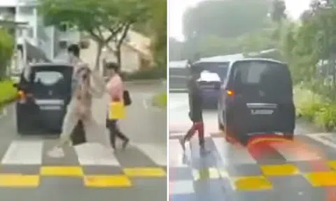 Honda driver refuses to give way to pedestrians at two zebra crossings