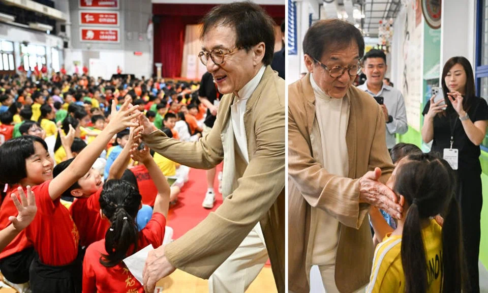 Actor Jackie Chan visited Pei Chun Public School on July 7.