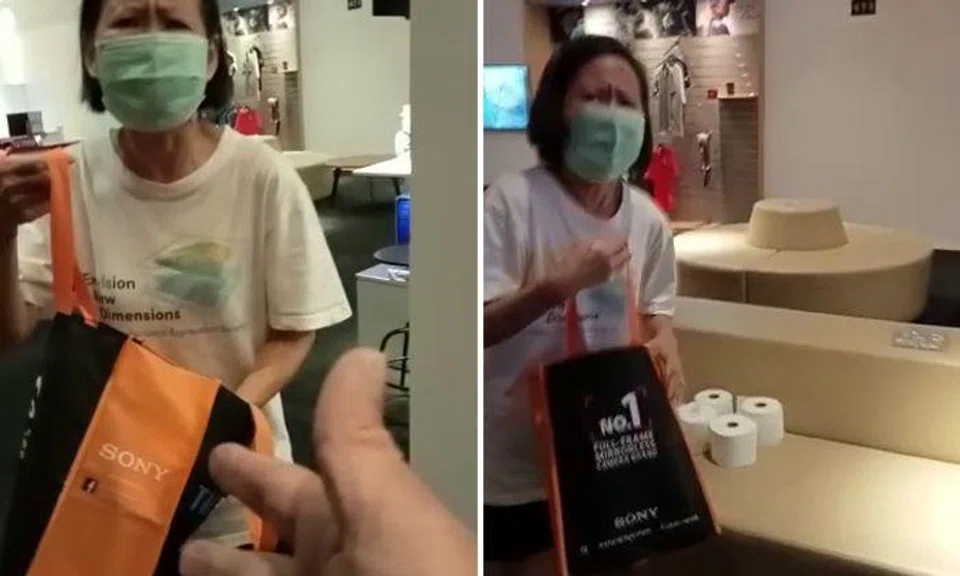Woman begs for 'a chance please' after getting caught stealing rolls of toilet paper