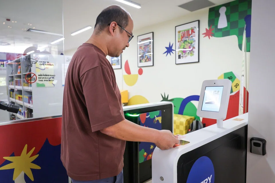 Visitors can use their NRIC and NLB mobile app to access the library.