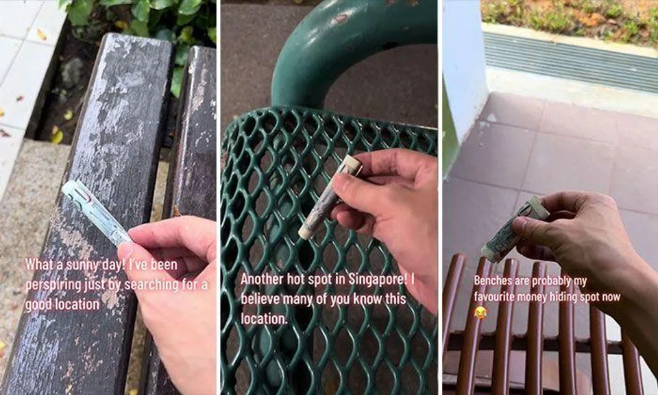 Man hides $50 notes in benches across Singapore to give back to society