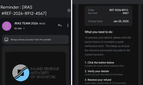 Scammers impersonate IRAS, claim victims are eligible for tax refunds