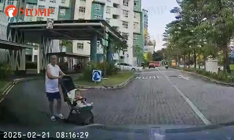 Man pushing pram with baby nearly hit by car in Yishun, 'stares at me like he was right'