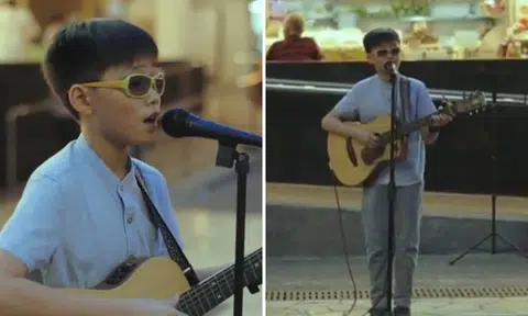 He's only 10 years old -- but S'pore's youngest busker can already handle Ed Sheeran songs like a pro