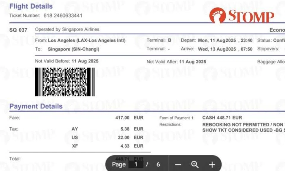 Traveller uses eDreams website to book SIA flight for March but ends up with ticket for August instead