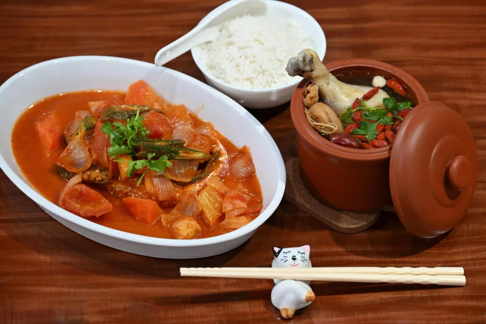 Cafe Blossom serves Asian comfort food such as Assam Fish and Ginseng Chicken Soup.
