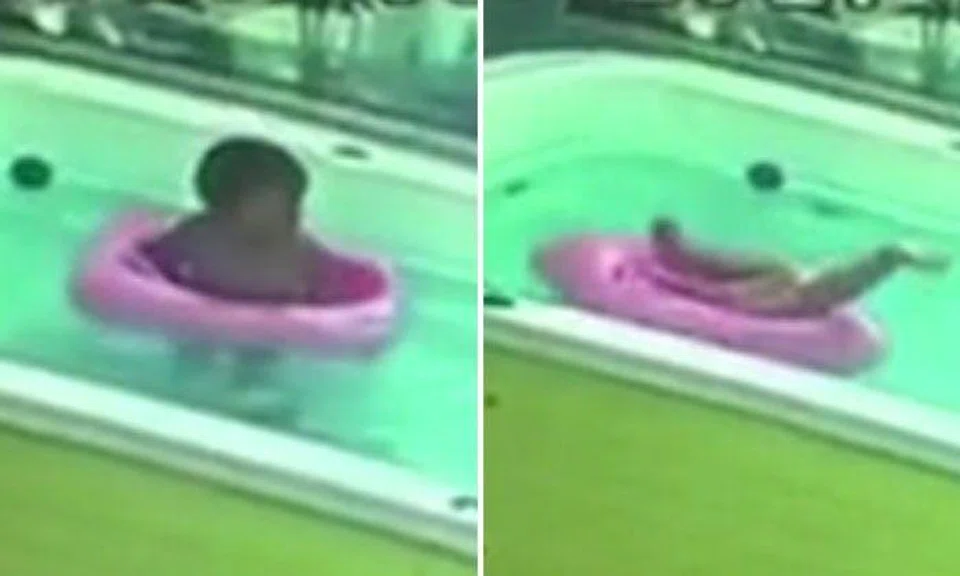Harrowing video shows how 2-year-old in China almost drowns after getting stuck in float