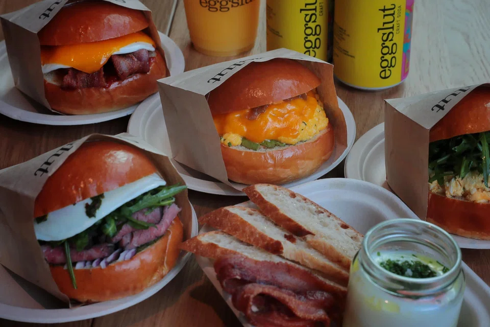 American chain Eggslut offered a variety of egg sandwiches, drinks and merchandise at its Scotts Square outlet. 