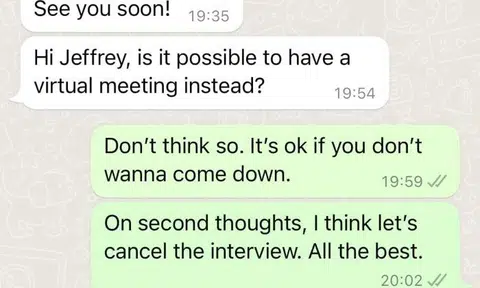 A Facebook user has drawn criticism over a post where he flames a prospective intern after she requests for a virtual job interview – to which he decides to cancel the interview altogether. 