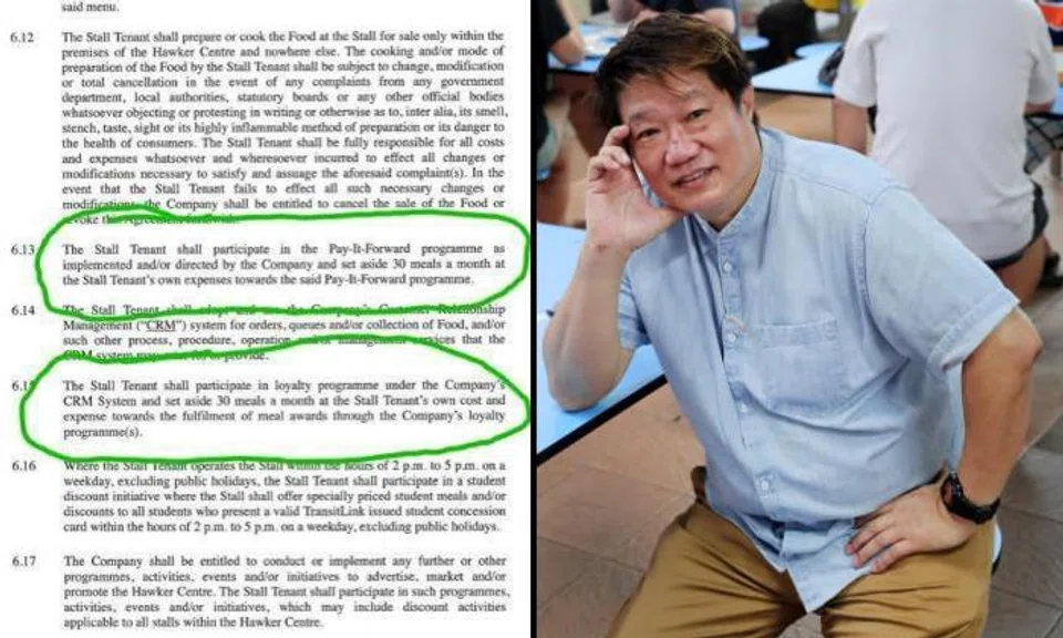 K.F. Seetoh criticised the management’s attempt at “forced charity” in a Facebook post, which included a screenshot of the contract.