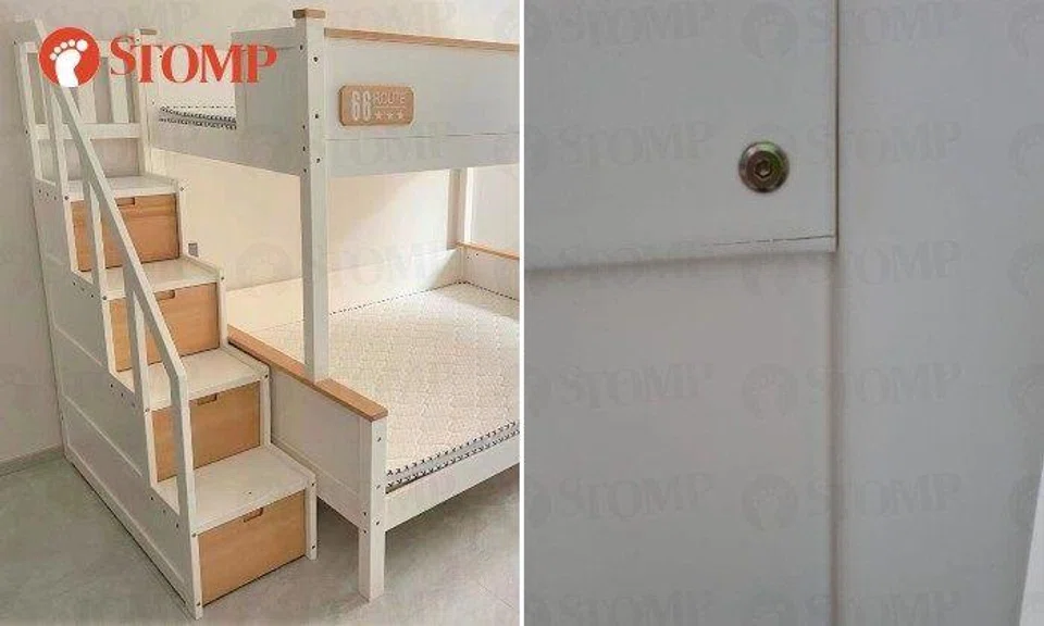 The Stomper noticed a crack on the side of the staircase of one of the bed frames.