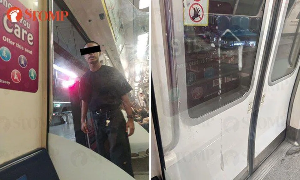 Man threatens to fight passenger and spits on side glass panel in MRT train, police investigating