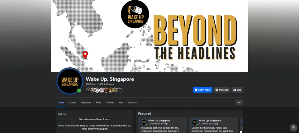 Access to the Facebook page, which has over 181,000 followers, was first blocked on Sept 26. 