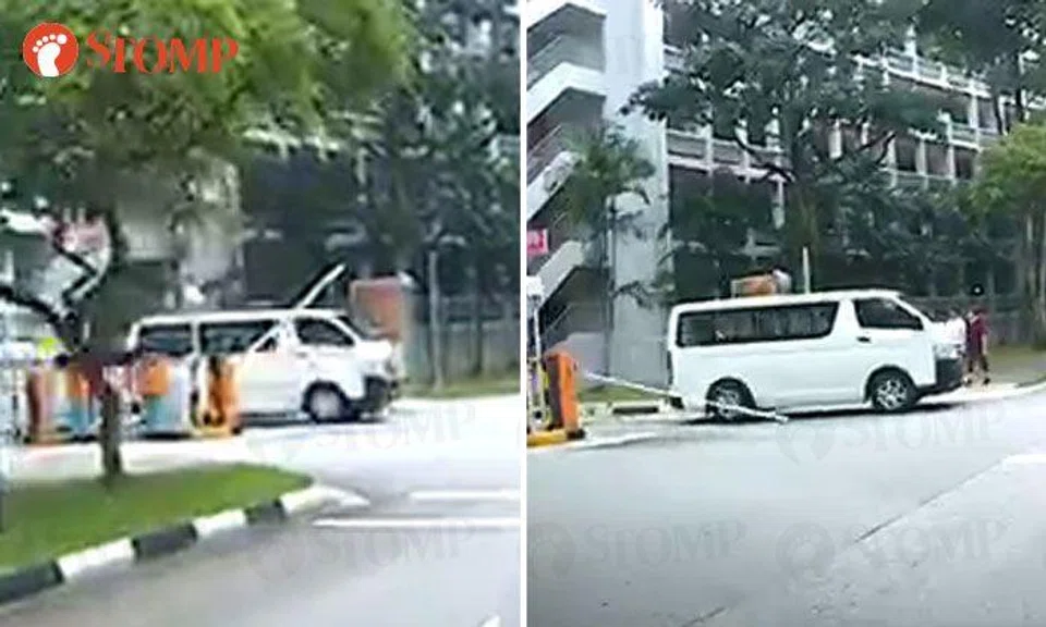Van knocks off gantry arm while attempting to tailgate car out of Choa Chu Kang carpark