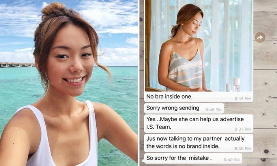 Mover sends photo of influencer Andrea Chong and says 'no bra inside' -- to Andrea Chong