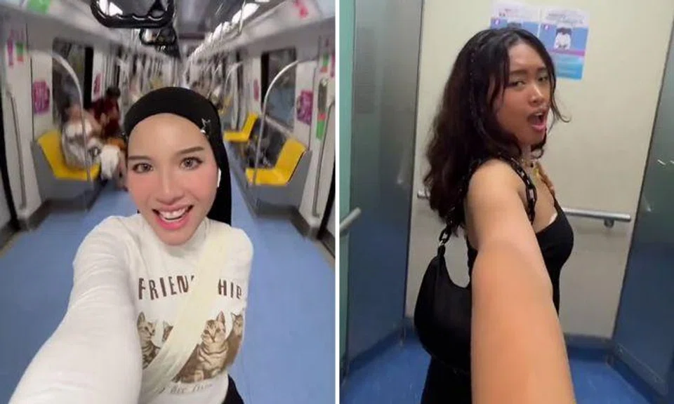 S'porean TikTokers jump on 'Tube Girl' trend, film themselves dancing in trains and HDB lifts