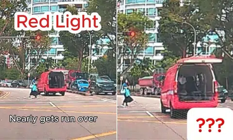 GetGo van runs red light in Bishan with boot open, nearly hits pedestrian: 'Well the car is GetGo not GetStop'