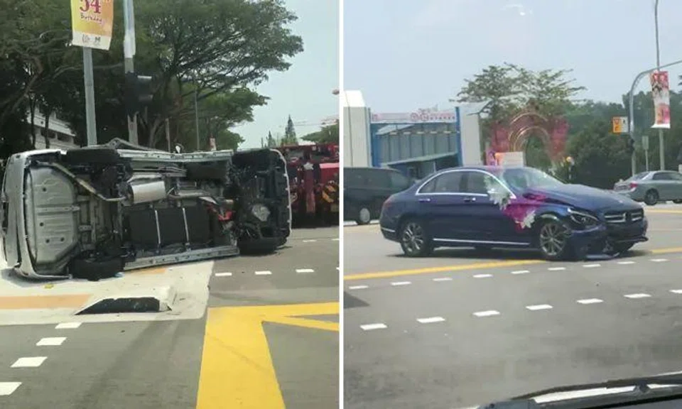 Driver taken to hospital after accident involving two cars in Sengkang