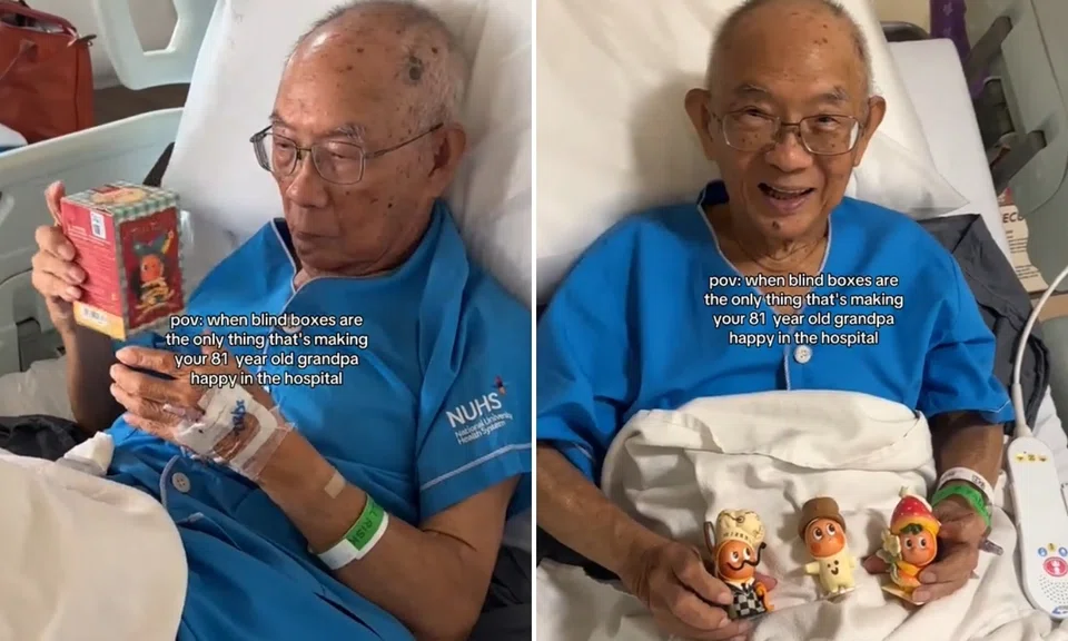 ‘Ah gong so cute’: Woman excites grandfather, 81, with blind boxes during hospital stay