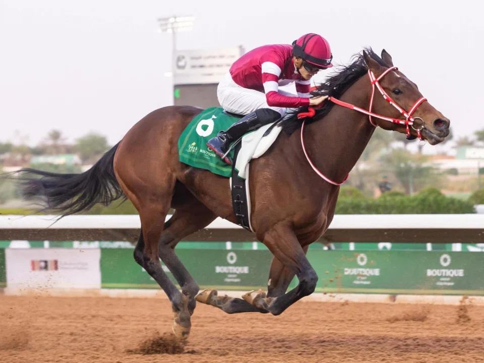 Forever Young (Ryusei Sakai) winning the Group 3 Saudi Derby (1,600m) in 2024. He will run in the Group 1 Saudi Cup (1,800m) on Feb 22.

