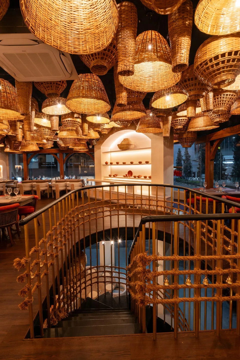 Bhoomi, a fine-dining Indian restaurant at Orchard Towers, occupies two floors in the rear block.