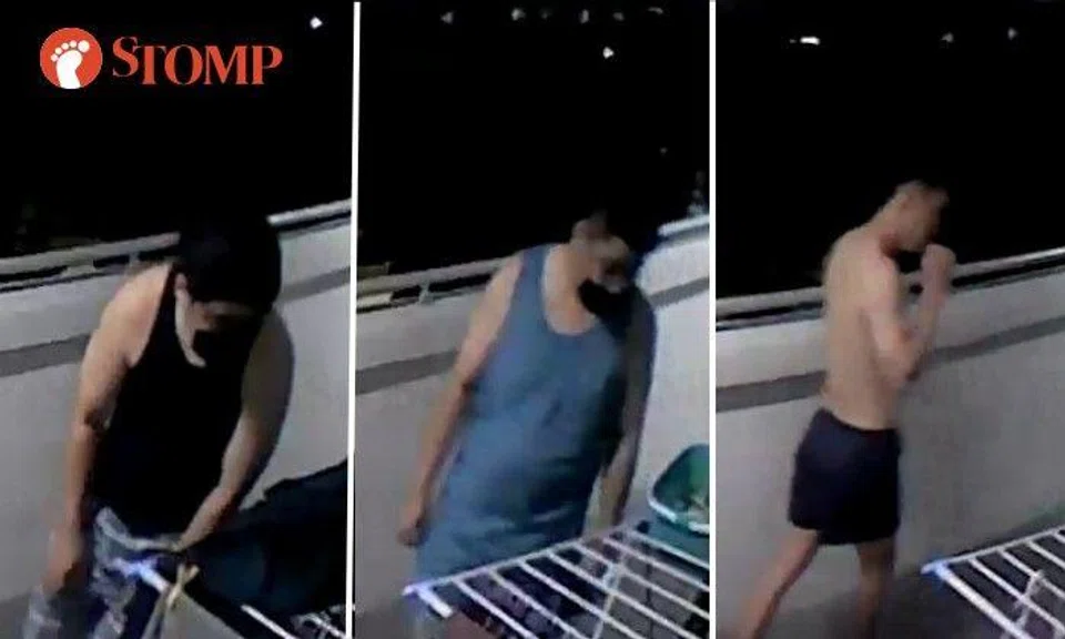 A strange man has been caught on camera turning up in front of Stomper Ain's flat at odd hours three times this month.
