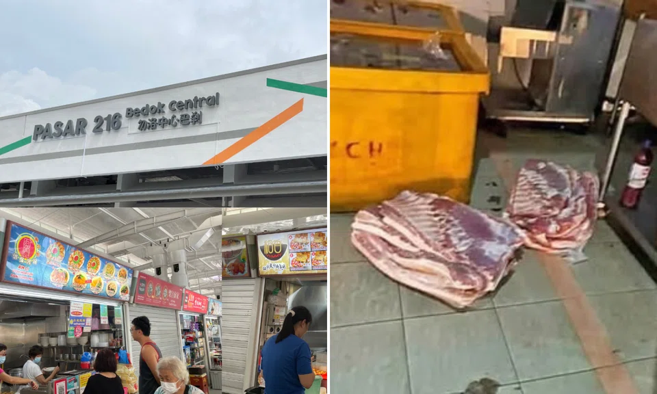 raw pork, Bedok market, food hygiene