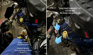 Durian seed falls on motorcyclist in Jurong, splattering bike and clothes