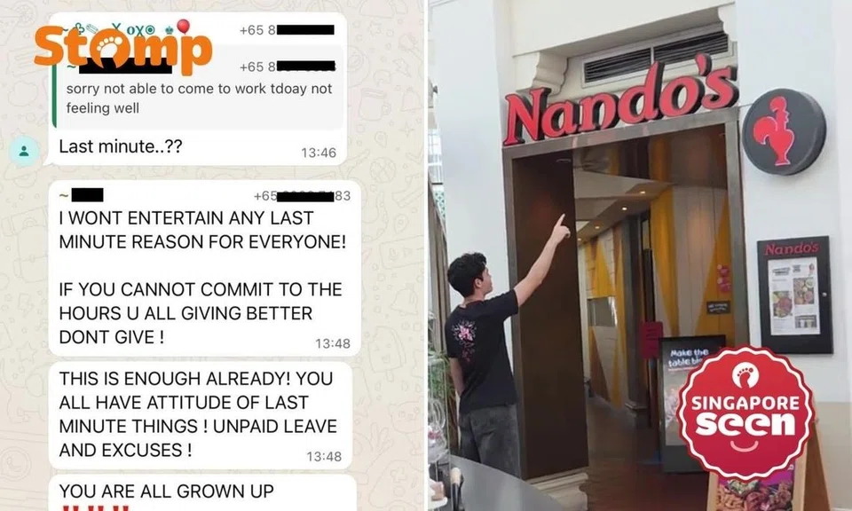 Nando’s manager lashes out at unwell part-timer in team chat for ‘excuses’ and being ‘last minute’