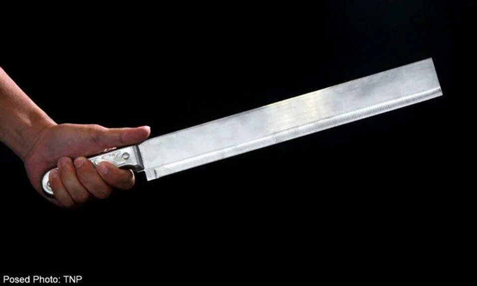 Man threatened elderly father with cleaver, stole security guard's mobile phone