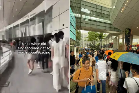 A TikTok video showed the queue stretching around the entire NLB building.