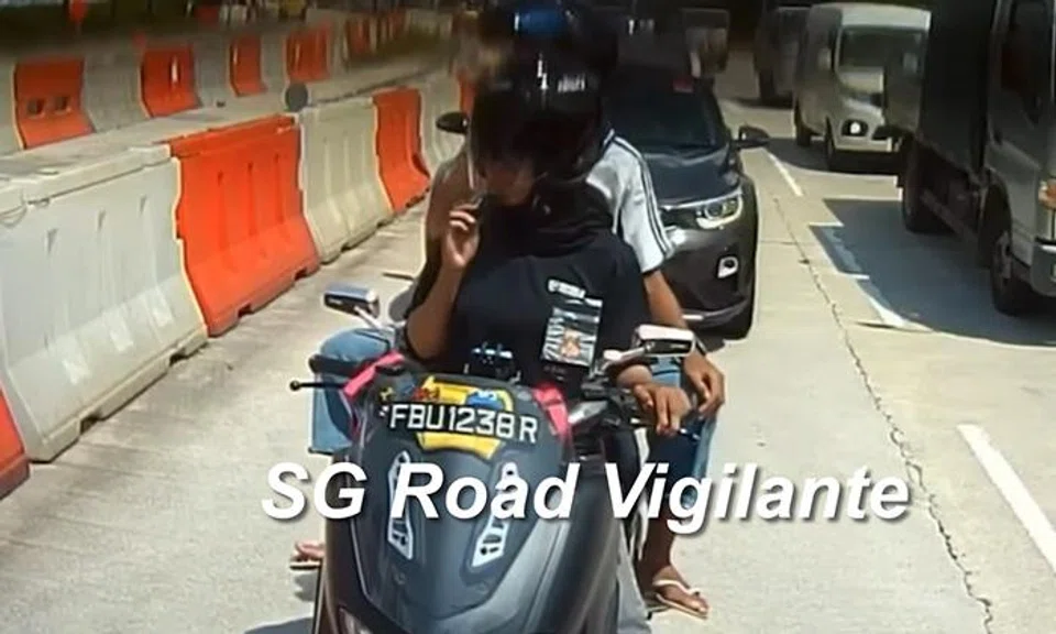 A motorcyclist was caught vaping while waiting at a traffic junction at Bukit Batok Road. 
