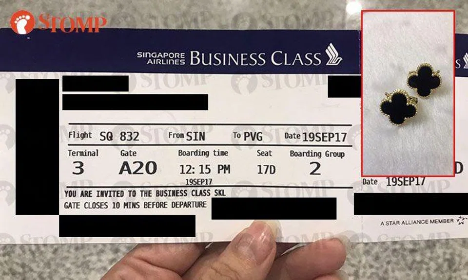  Business class passenger loses earrings worth $5k on SIA flight, staff unable to retrieve item