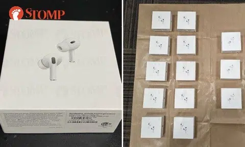AirPods the Stomper bought (left) and those seized by police (right).