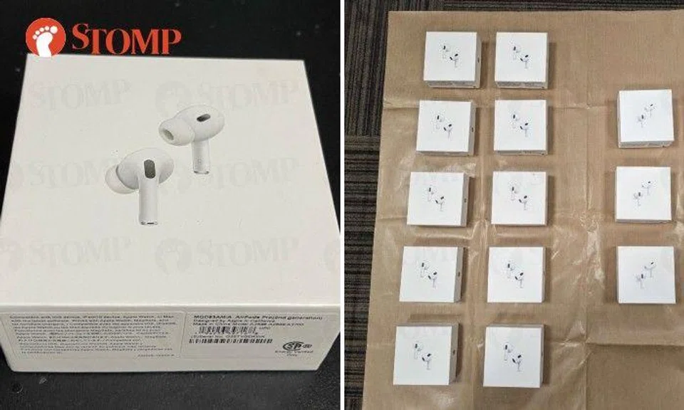 AirPods the Stomper bought (left) and those seized by police (right).