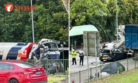 SCDF frees tanker driver trapped in seat after Choa Chu Kang accident, pronounces him dead at scene