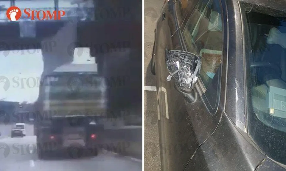 Driver left shocked and trembling after car gets struck by big plate that fell from truck