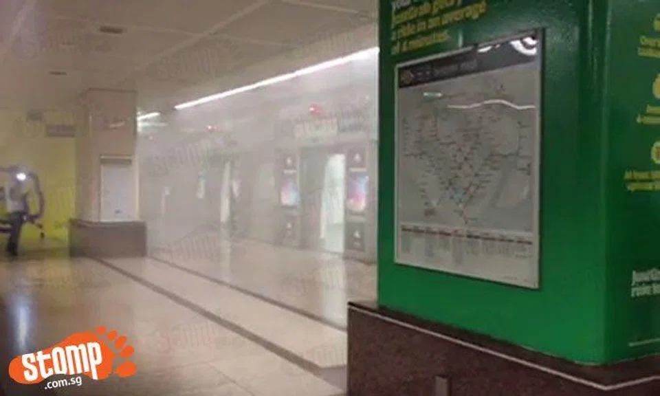 Commuters vacated from Raffles Place MRT Station as gas fills platform
