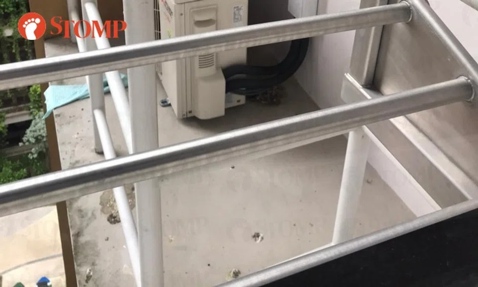 Stomper: "I climb out the window to clean the ledge regularly. However, there are stains under the air-con trunking I am unable to remove."