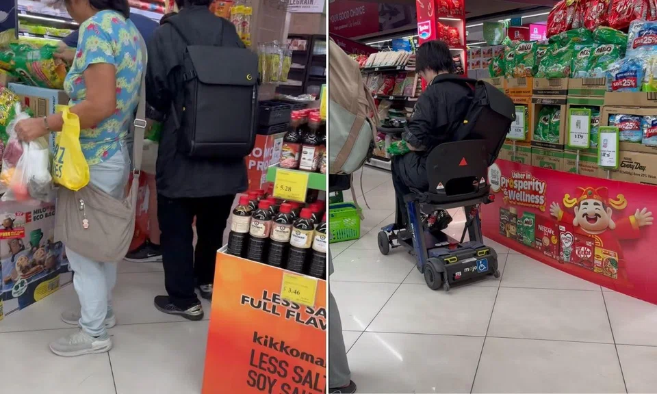 The man picks up a few packets of Milo before riding off in what appears to be a PMA. 