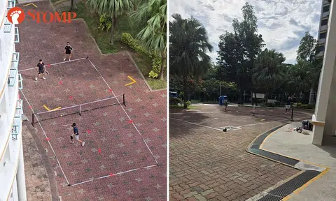 pickleball players set up own court blocking fire engine mountbatten