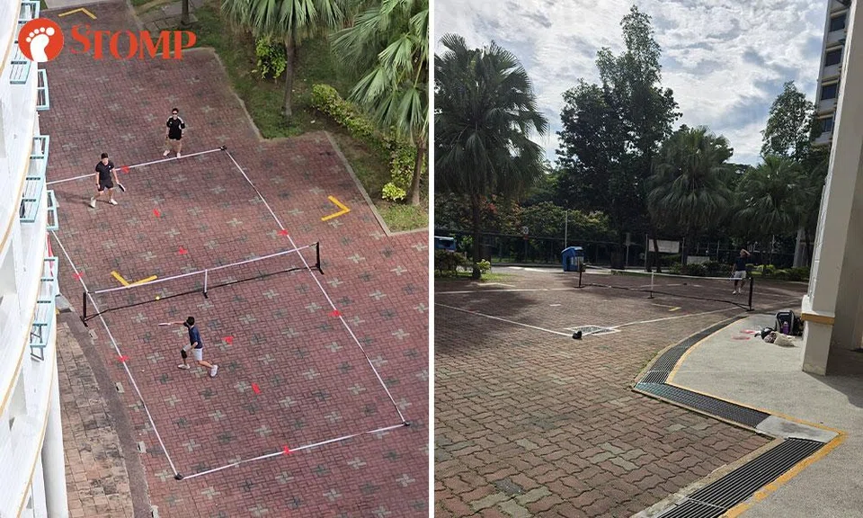 pickleball players set up own court blocking fire engine mountbatten