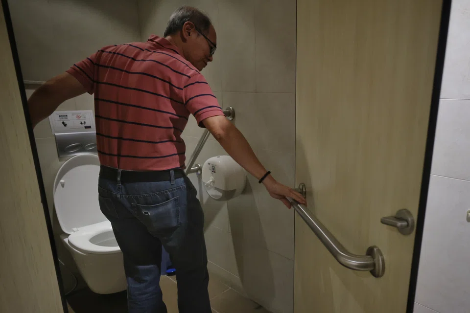 For the benefit of seniors, buildings must provide more toilet cubicles with grab bars, BCA said.