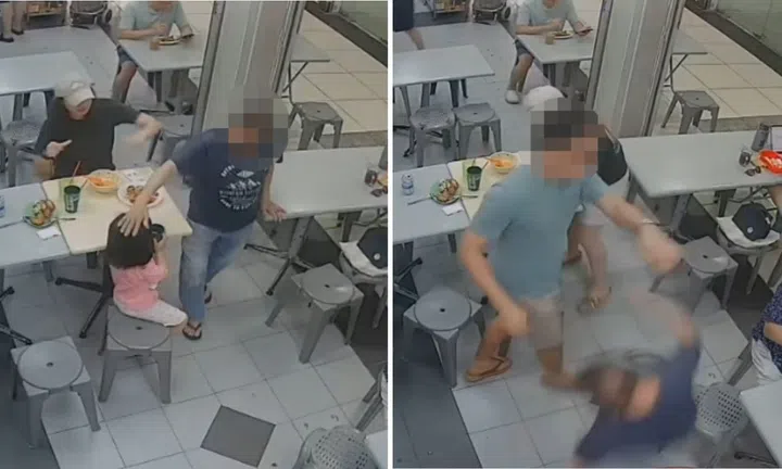 East Coast coffeeshop elderly man pushed head