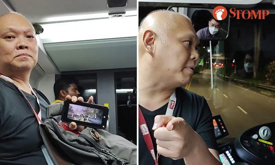 Commuter plays video loudly and shows off phone screen, then demands bus driver call police