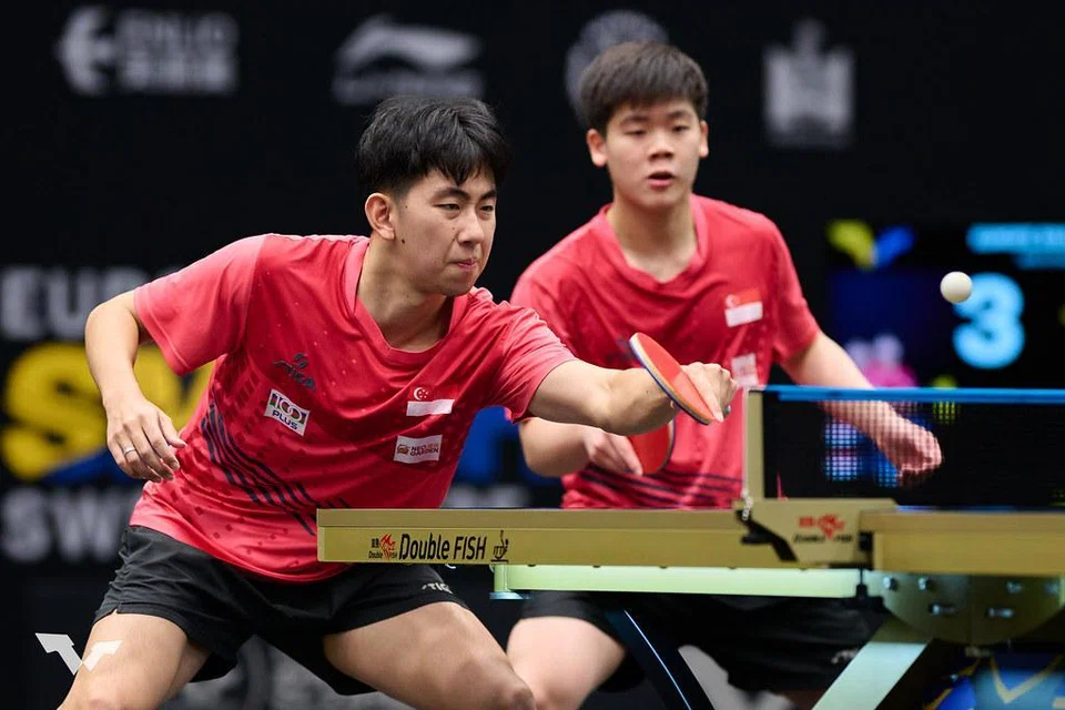 Koen Pang (left) and Izaac Quek are through to the Europe Smash men's doubles semi-finals, creating history as the first Singaporeans to reach the last four of a table tennis Grand Smash.