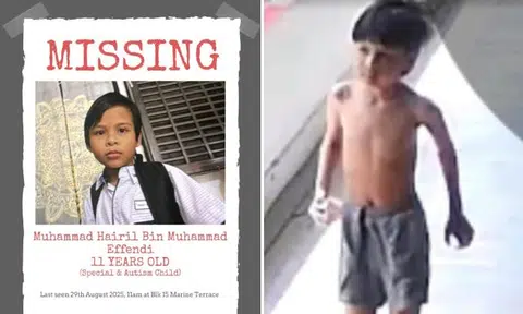 Muhammad Hairil Bin Muhammad Effendi was last seen wearing grey shorts with no shirt on
